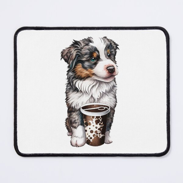 Item preview, Aussie Blend: Perk Up Your Day with a Merle Australian Shepherd and Coffee designed and sold by ShowMePrints.