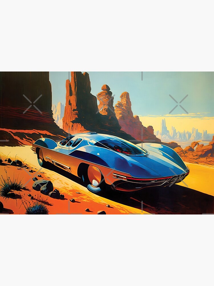 Discover Vintage blue rally car Premium Matte Vertical Poster