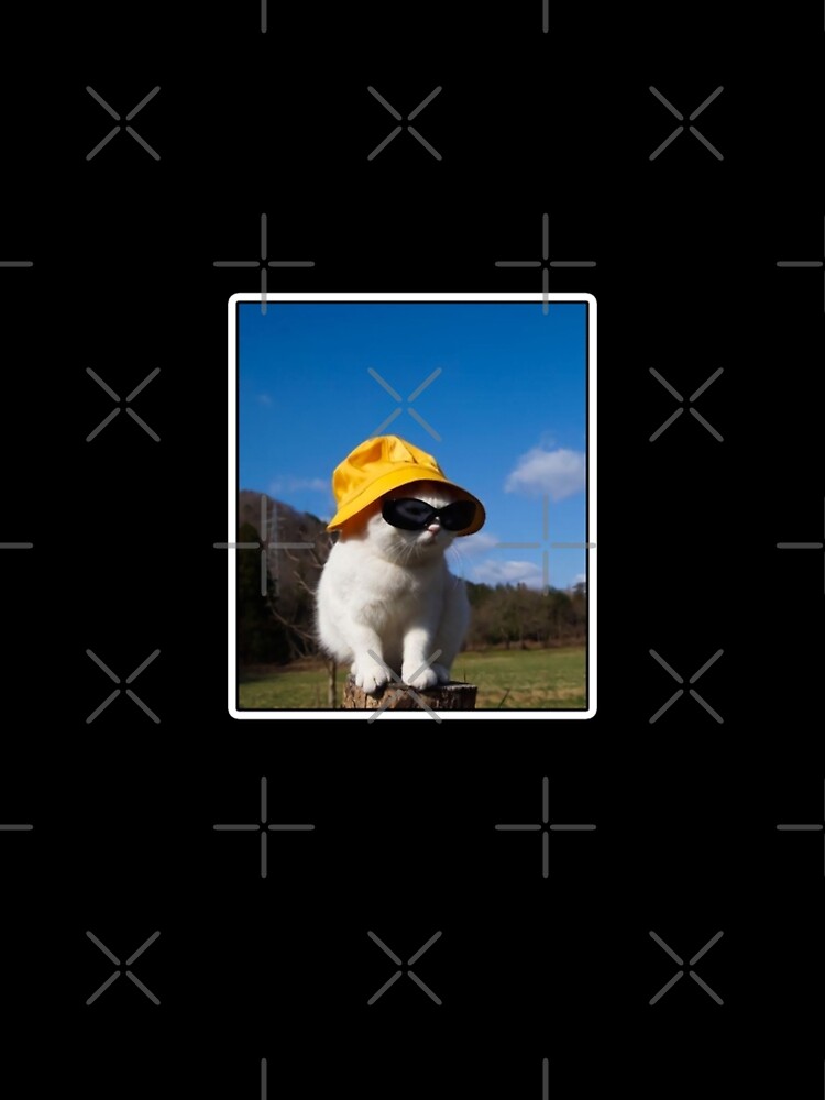 Bucket Hat Cat - Wearing a Sunglasses Meme Happy Kitten | A-Line Dress