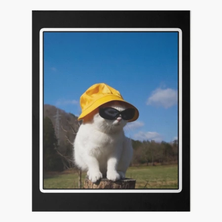 Bucket Hat Cat - Wearing a Sunglasses Meme Happy Kitten | Kids T-Shirt