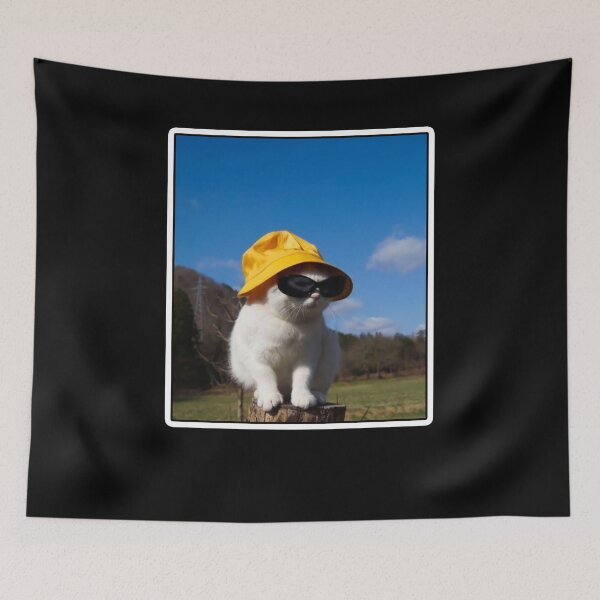 Item preview, Bucket Hat Cat - Wearing a Sunglasses Meme Happy Kitten designed and sold by Berrygomes.