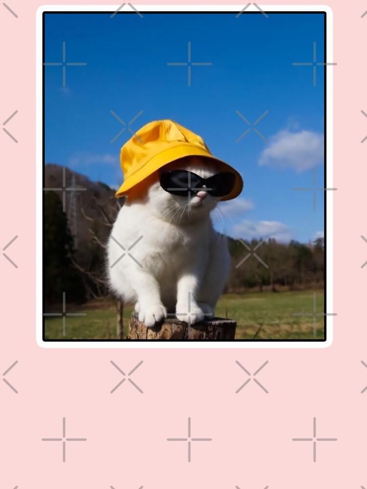 Bucket Hat Cat - Wearing a Sunglasses Meme Happy Kitten Baby One-Piece for  Sale by Berrygomes