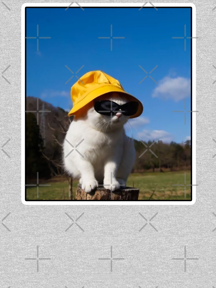 Bucket Hat Cat - Wearing a Sunglasses Meme Happy Kitten | Kids T-Shirt