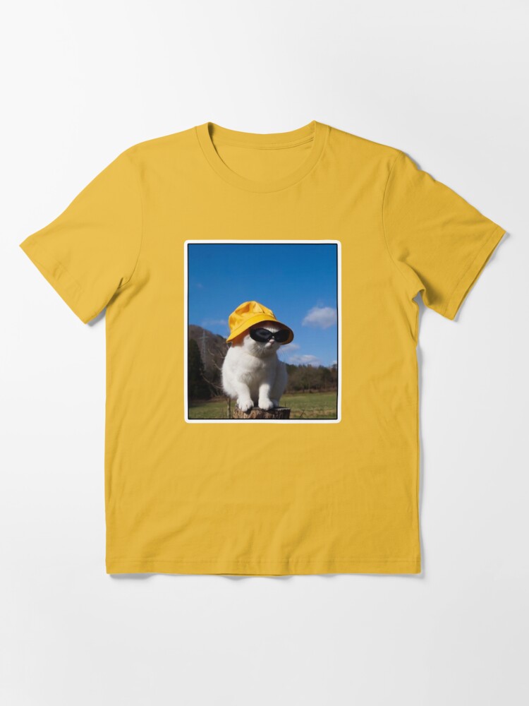 Bucket Hat Cat - Wearing a Sunglasses Meme Happy Kitten | Active T-Shirt