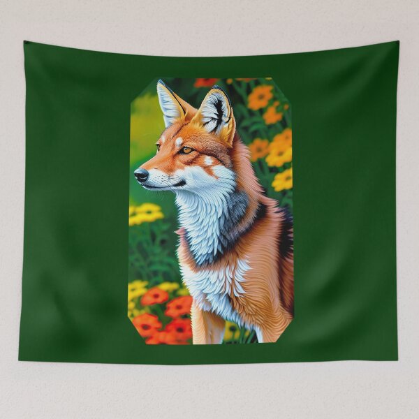 Item preview, Ethiopian Wolf with Flowers designed and sold by Aww_To_Z Animals.