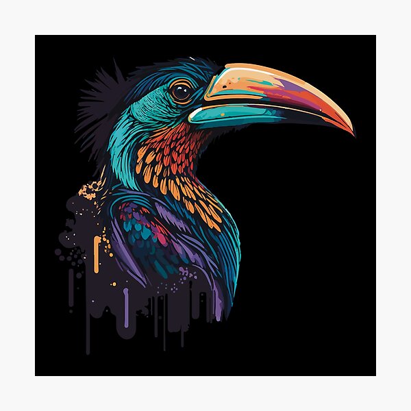 Colorful Hornbill Bird Pop art Style T-shirt, Colourful Hornbill Bird Hats,  Colourful Hornbill Bird Sticker, Ornithologists Gifts  Photographic Print  for Sale by DeepikaSingh