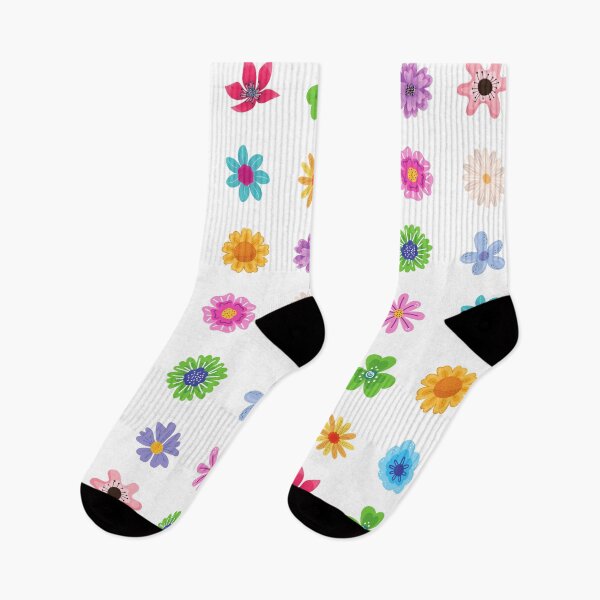 Item preview, Multicolored Seasonal Flowers Floral Pattern (White BG) designed and sold by Usagi-Kun.