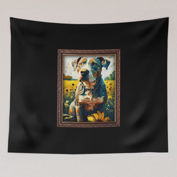 Item preview, Catahoula Bulldog Sunflower Painting Adorable Dog designed and sold by rafaeltto.