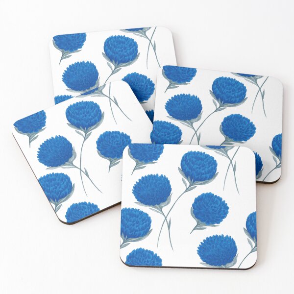 Aperçu de l'œuvre Fleurs bleu vif avec des feuilles grises créée et vendue par IrinaIkar.