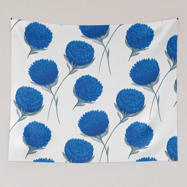 Aperçu de l'œuvre Fleurs bleu vif avec des feuilles grises créée et vendue par IrinaIkar.