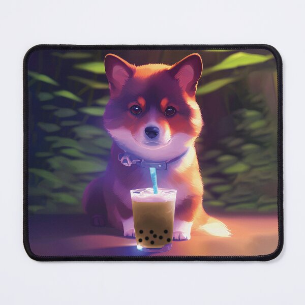 Item preview, Cute Corgi with boba bubble tea designed and sold by akwl-design.