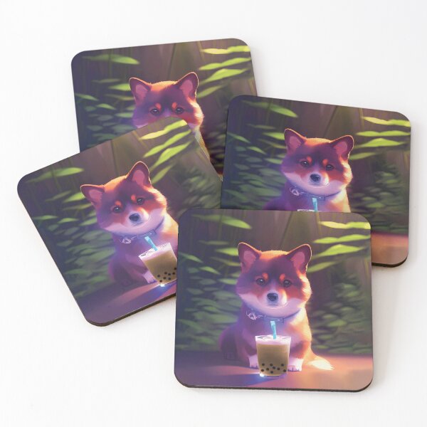 Item preview, Cute Corgi with boba bubble tea designed and sold by akwl-design.
