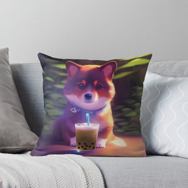 Item preview, Cute Corgi with boba bubble tea designed and sold by akwl-design.