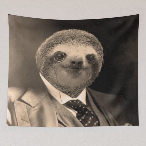 Item preview, Gentleman Sloth 7# - Print / Home Decor / Wall Art / Poster / Gift / Birthday / Sloth Lover Gift / Animal print Canvas Print designed and sold by Furry And  Purry.