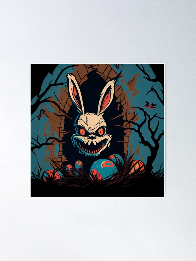 Scary Rabbit Horror Easter Eggs and the Bunnys Wild Hunt  Poster for Sale  by GGDesignArt