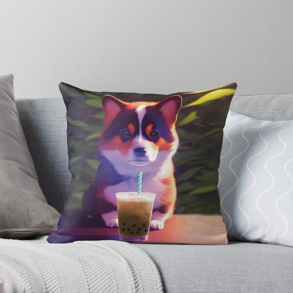 Item preview, Corgi with boba bubble tea designed and sold by akwl-design.