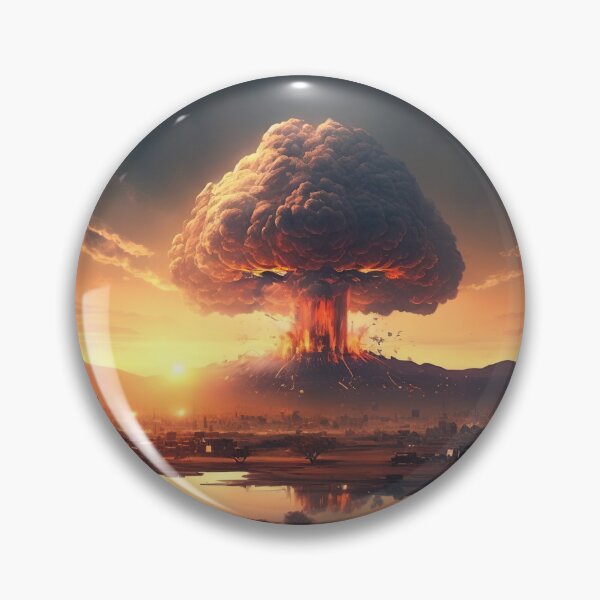 Item preview, Landscape of the atomic bomb detonated in city view, imagined art, fantasy art, wall art designed and sold by jetaiart.