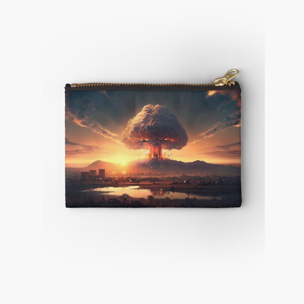 Item preview, Landscape of the atomic bomb detonated in city view, imagined art, fantasy art, wall art designed and sold by jetaiart.