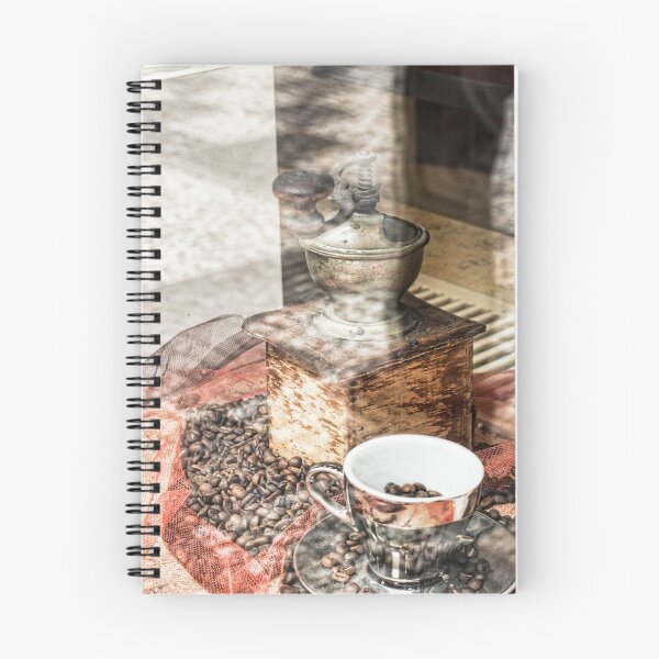Item preview, An old Coffee mill and fresh Coffee beans on display designed and sold by MejerPhotoArt.