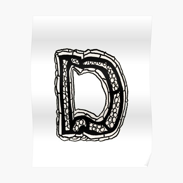 Upper Case Black And White Alphabet Letter D Poster By Hevifineart Redbubble 1308