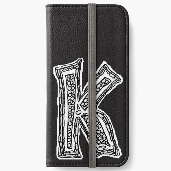 Upper case black and white alphabet Letter K iPhone Wallet