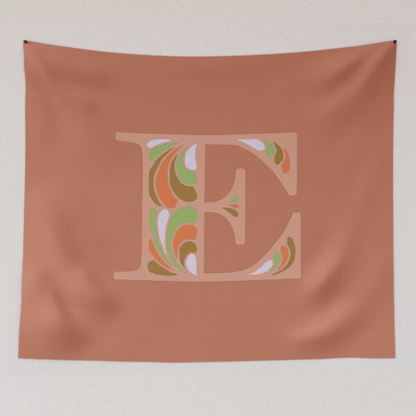 Item preview, Letter E Fancy Monogram Hippie Initial Terracotta designed and sold by everything4eva.