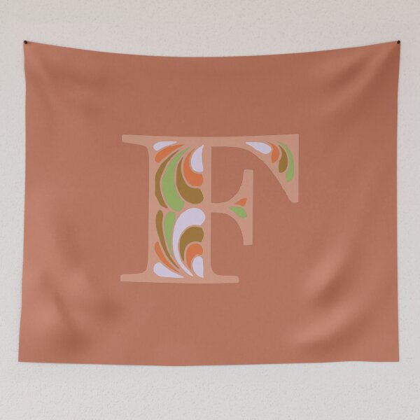 Item preview, Letter F Fancy Monogram Hippie Initial Terracotta designed and sold by everything4eva.