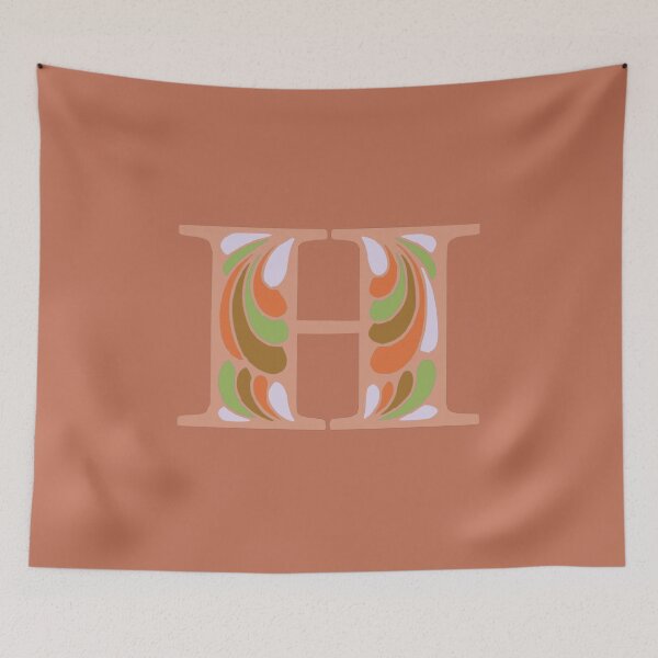 Item preview, Letter H Fancy Monogram Hippie Initial Terracotta designed and sold by everything4eva.