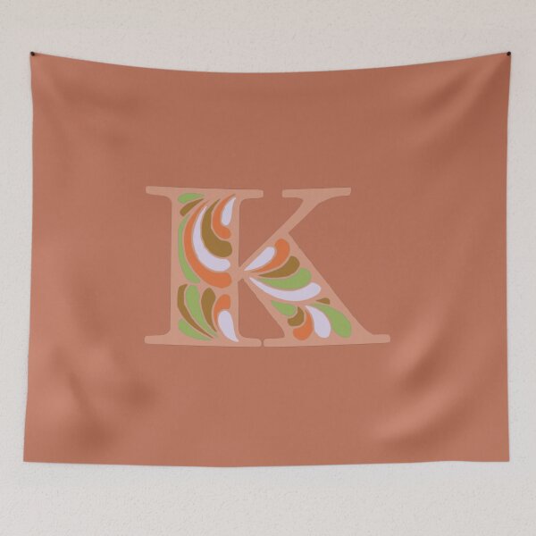 Item preview, Letter K Fancy Monogram Hippie Initial Terracotta designed and sold by everything4eva.