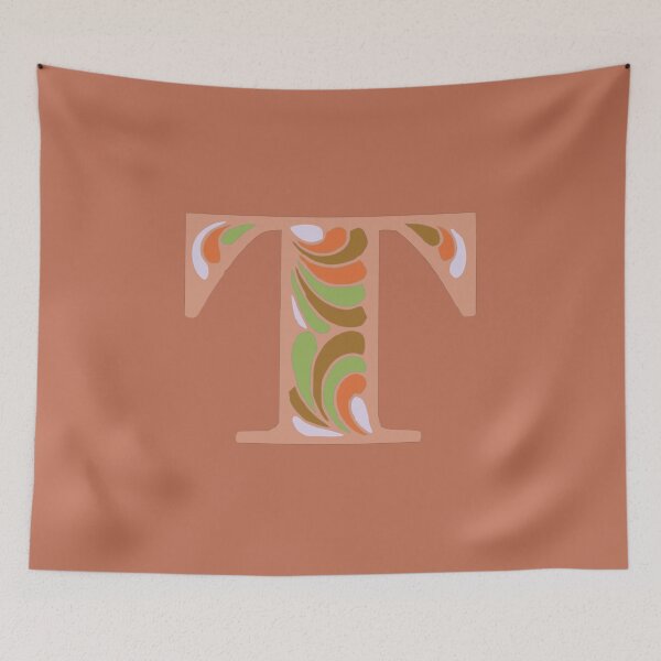 Item preview, Letter T Fancy Monogram Hippie Initial Terracotta designed and sold by everything4eva.