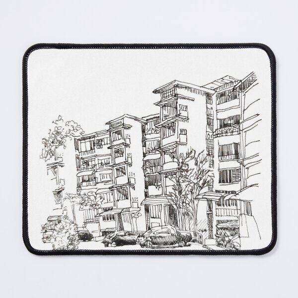 Item preview, Retro Apartments River Valley, Singapore, ink and wash designed and sold by Almondtree.