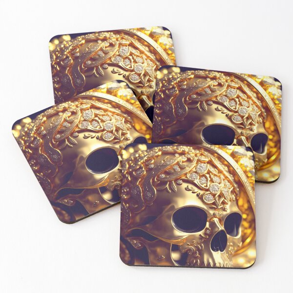 Item preview, Mexican skull treasure in gold and diamonds designed and sold by MahoaCreative.