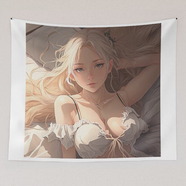 Item preview, Hot anime chick laying in bed designed and sold by Poisoner Art.