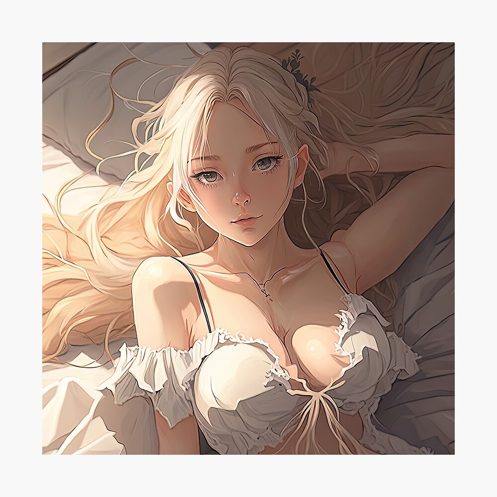 Póster for Sale con la obra «Chica anime caliente acostada en la cama» de  Poisoner | Redbubble