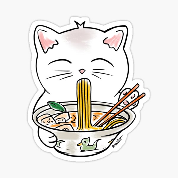 Cat eating soup Sticker