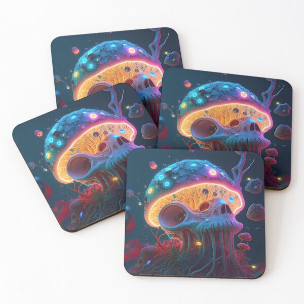 Artikelvorschau, Glühender Trippy-Schädel-Pilz entworfen und verkauft von SeedDesign.