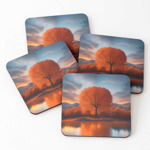 Item preview, Autumn tree on a lakes edge mountains background designed and sold by VersoShopping.
