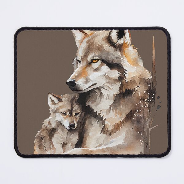 Artikelvorschau, Mutterwolf mit Babyaquarellkunst entworfen und verkauft von KOTOdesign.
