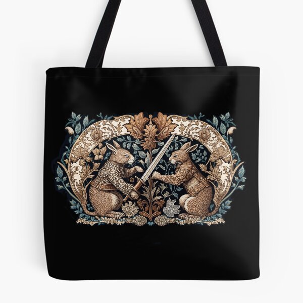 Item preview, Medieval Bunny Warriors, William Morris style designed and sold by ebrawne.