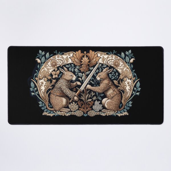Item preview, Medieval Bunny Warriors, William Morris style designed and sold by ebrawne.
