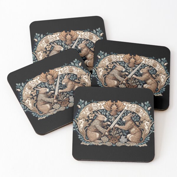 Item preview, Medieval Bunny Warriors, William Morris style designed and sold by ebrawne.