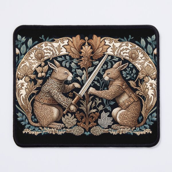 Item preview, Medieval Bunny Warriors, William Morris style designed and sold by ebrawne.