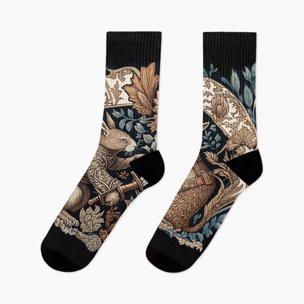 Item preview, Medieval Bunny Warriors, William Morris style designed and sold by ebrawne.