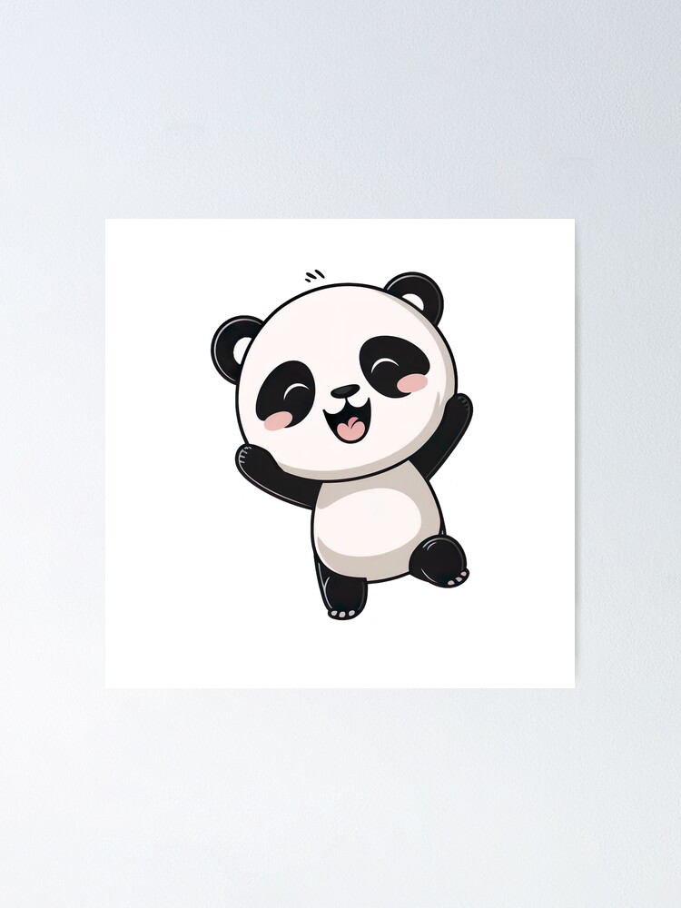Cute Panda Kawaii Chibi Hand drawn Illustration | Poster