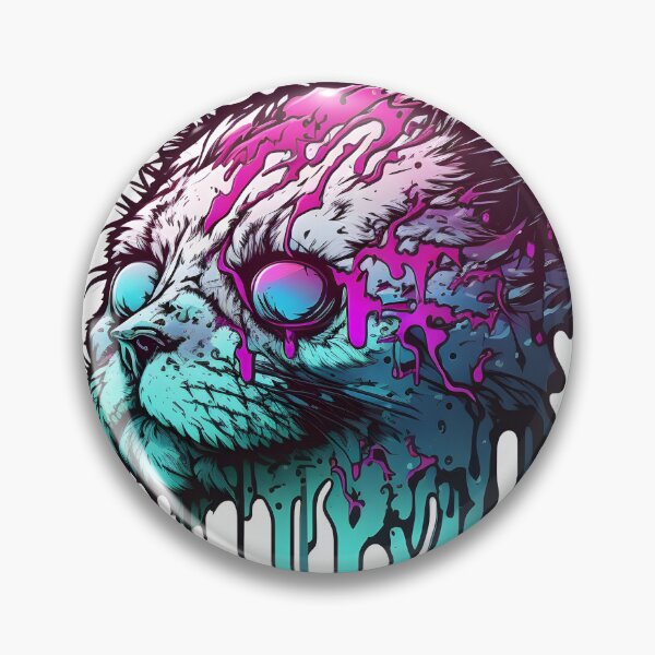 Item preview, zombie synthwave cat designed and sold by CustomPrintHub.