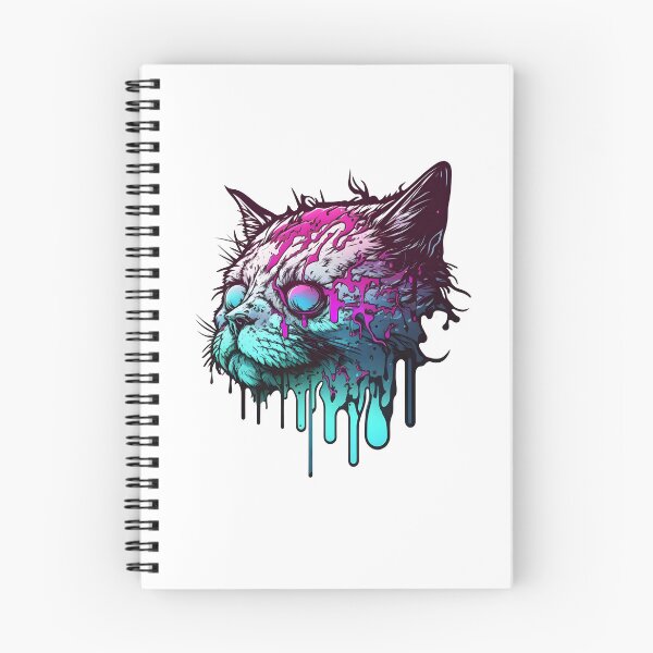 Item preview, zombie synthwave cat designed and sold by CustomPrintHub.