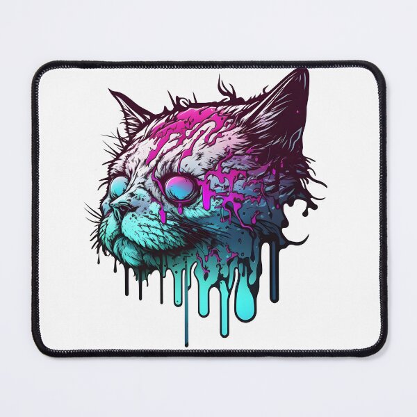 Item preview, zombie synthwave cat designed and sold by CustomPrintHub.