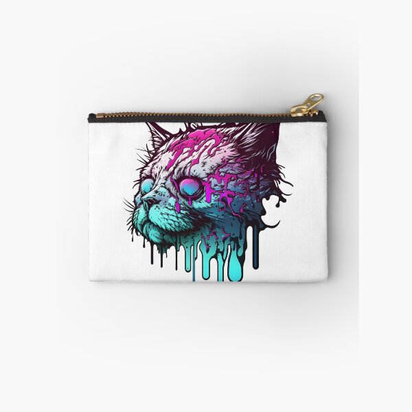 Item preview, zombie synthwave cat designed and sold by CustomPrintHub.