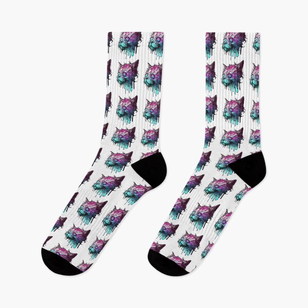 Item preview, zombie synthwave cat designed and sold by CustomPrintHub.