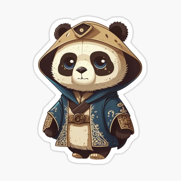 Japanese style one piece outfit panda print Sticker